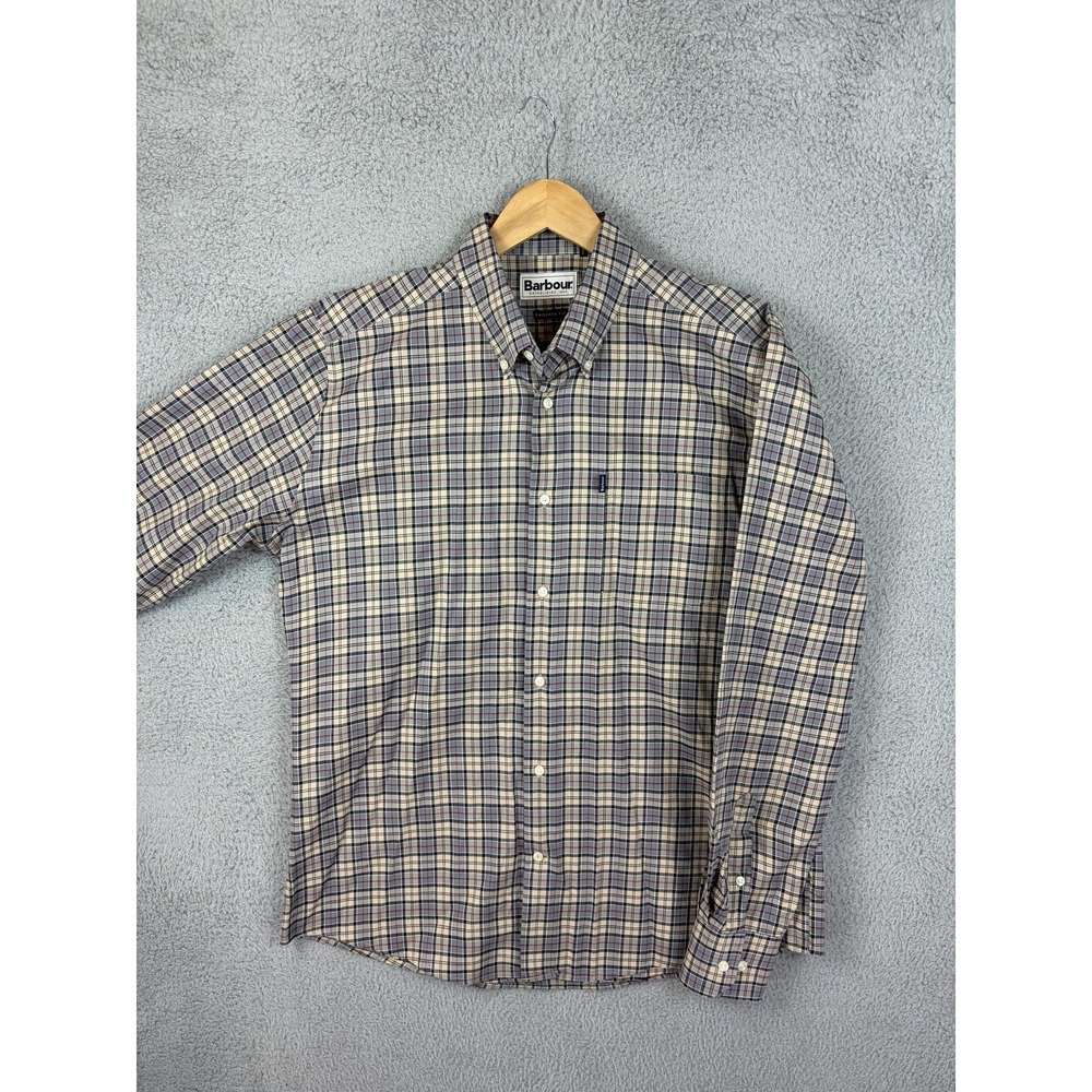 Barbour Malcolm Shirt Mens Medium Multicolor Plaid Long Sleeve Button Cotton Men